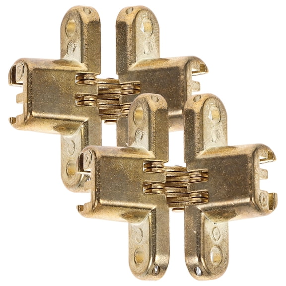 BESTOYARD 2Pcs Golden Zinc Alloy Ultra Thin Hidden Folding Hinge Durable Cabinet Cross Hinge