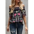 thumbnail image 1 of ABPHQTO Top recto floral negro de mujer, 1 of 5