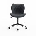 thumbnail image 5 of YOUNIKE Armless Office Chair, Faux Leather Desk Chair with Wheels, Upholstered Task Chair, High Back Swivel Rolling Chair, Height Adjustable, Black, 5 of 14