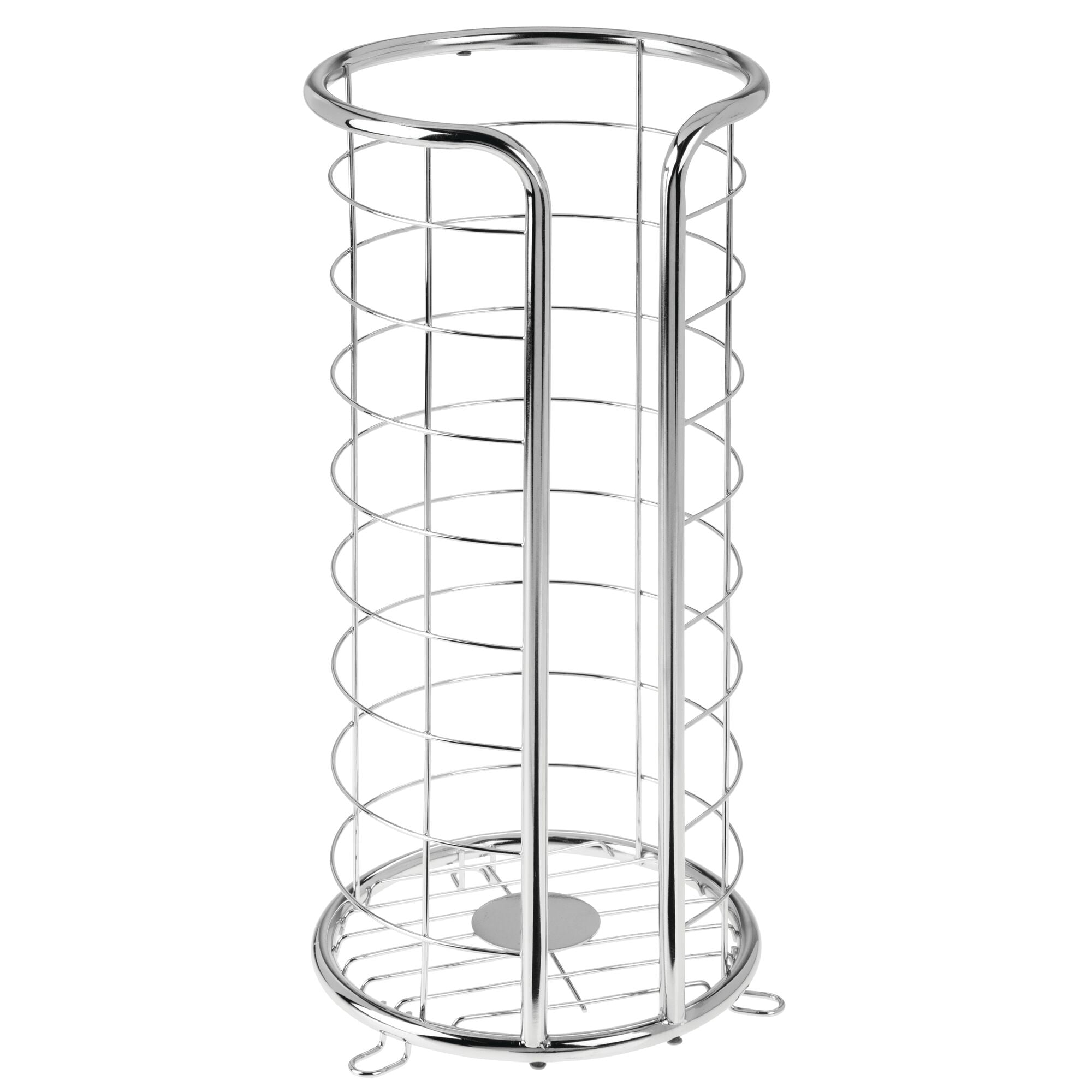 mDesign Metal Toilet Paper Holder Stand, Freestanding 3 Roll Reserve, Chrome