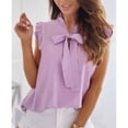thumbnail image 2 of Cap manga punto blusa elegante moda casual ruffle bowknot atado tapa manga superior para las mujeres, 2 of 6