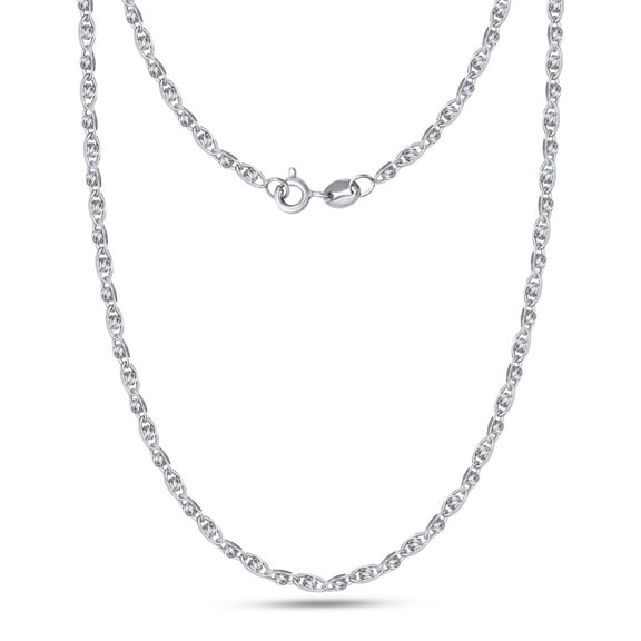 AFFY Bead Chain Necklaces for Women and Men Italian Crafted 3.5mm link Chain 20 Inch 14K White Gold Over 925 Sterling Silver with Spring Ring