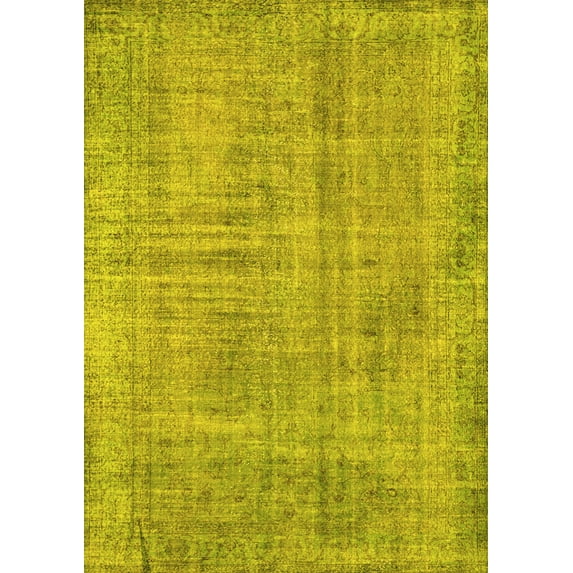 Ahgly Company Machine Washable Indoor Rectangle Persian Yellow Traditional Area Rugs, 7' x 9'