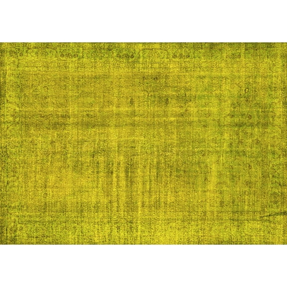 Ahgly Company Machine Washable Indoor Rectangle Persian Yellow Traditional Area Rugs, 5' x 7'