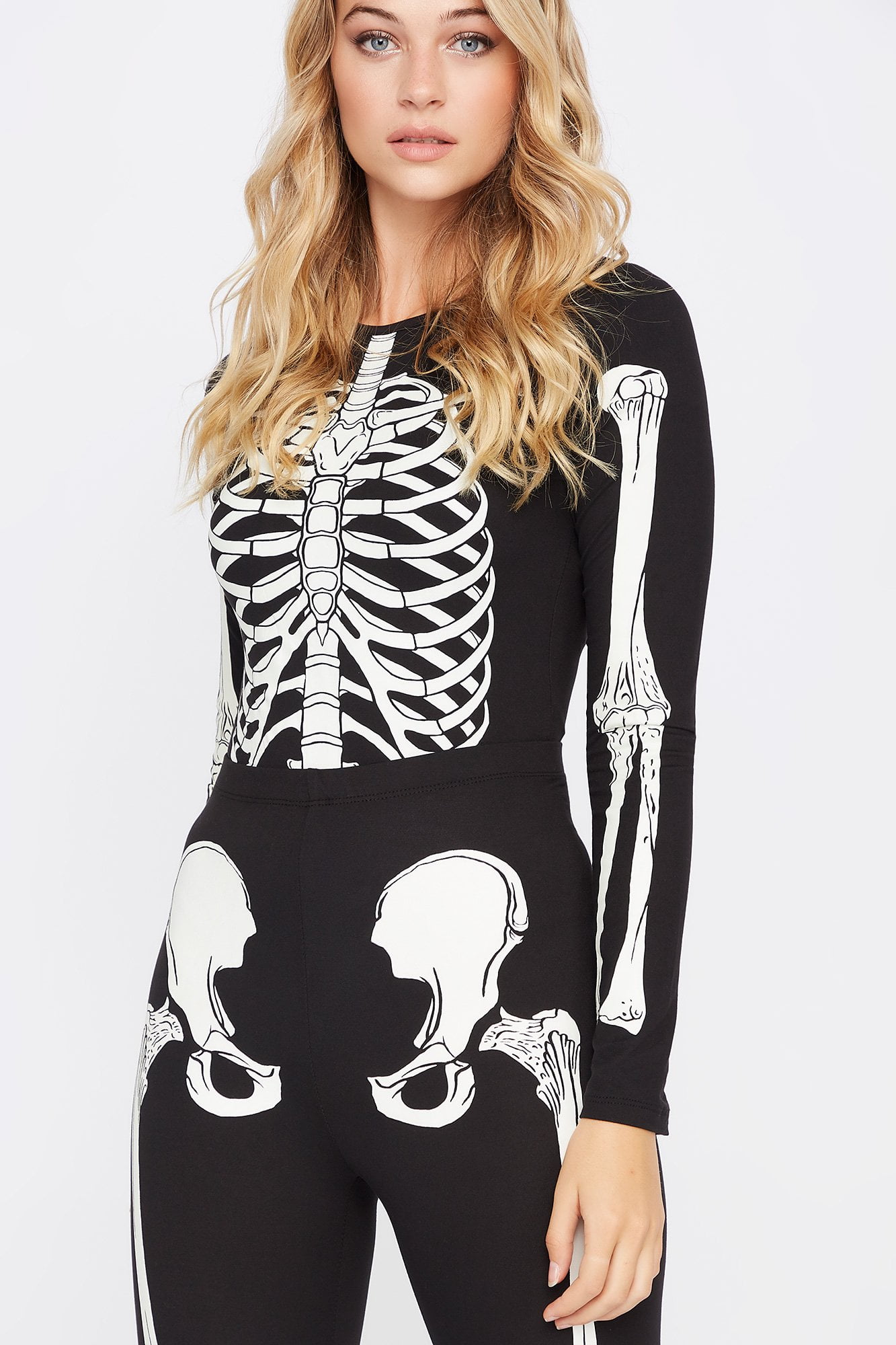 Urban Planet Women's Soft Glow in the Dark Skeleton Graphic Bodysuit ...