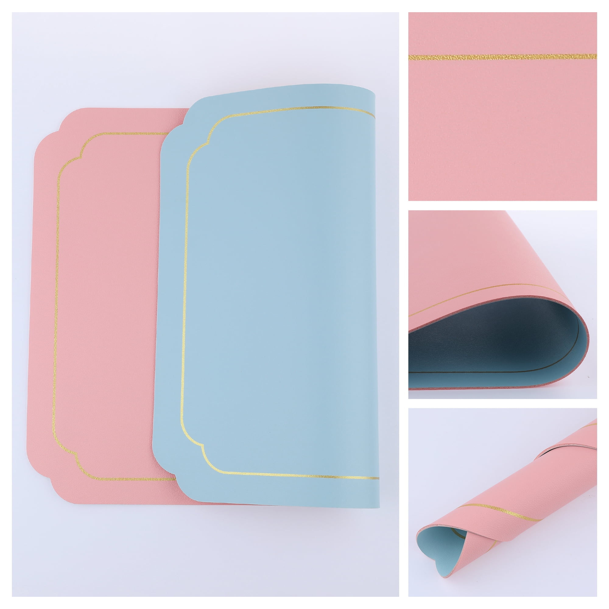 Unique Bargains Placemats Leather Placemats for Kitchen Dining Table Pink Blue 18x12in