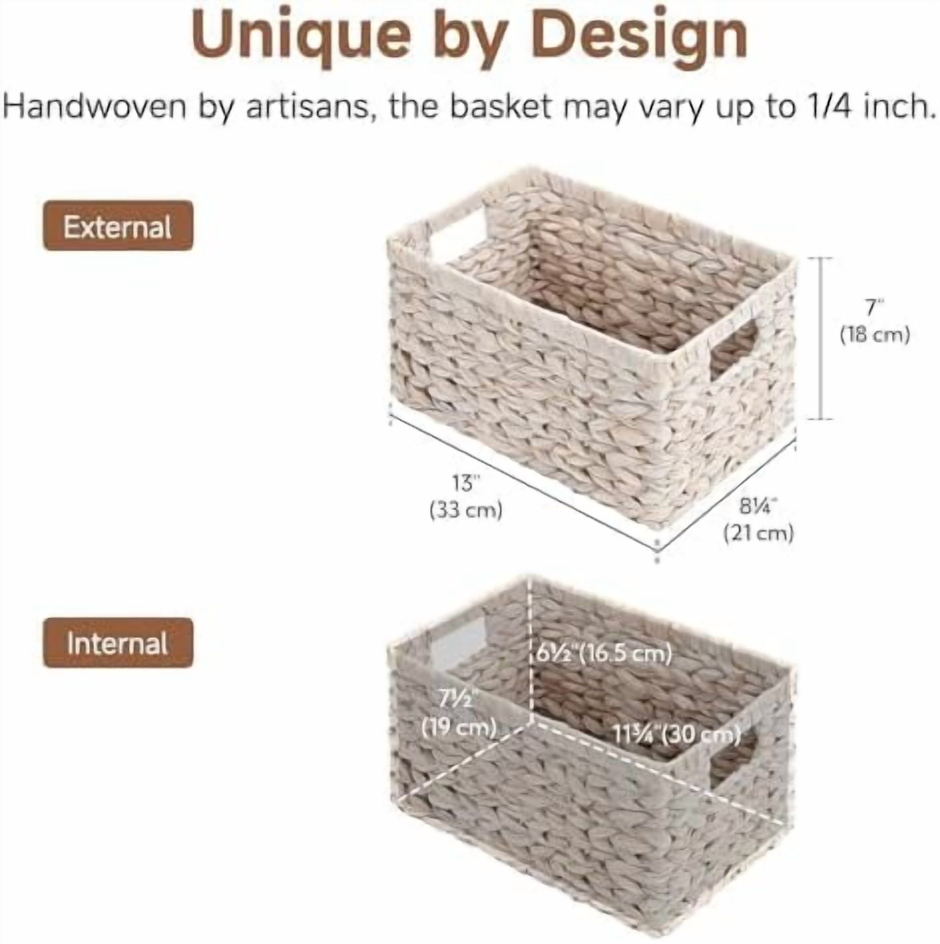 Pantry Baskets, Wicker Storage Baskets for Organizing, Shelves, Pantry Organizers and Storage, Water Hyacinth, Natural