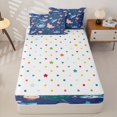 thumbnail image 4 of jejeloiu Cartoon Sea Animals Zipper Full Size Comforter Sets with Fitted Sheet and 2 Pillowcases For Girls,Shark Octopus Pattern Zipper Bedding Set,Blue Navy,Polkadot Reversible,4-Piece, 4 of 7