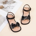 thumbnail image 4 of LNMQLPDBS Toddler Girl Summer Shoes Little Child Soft Bottom Non-Slip Color Block Bow Decoration Sandals Comfort Flat Princess Shoes Girls Sandals Size 12 Dress Shoes for Flower Girl, 4 of 8