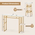 thumbnail image 3 of Gymax 3 Pieces 60'' Bar Table Set for 2 w/ Faux Marble Tabletop & Storage Shelves, 3 of 10