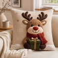 thumbnail image 4 of Christmas Reindeer 3D Throw Pillow Cover, 17.72 Inch Linen Cushion Case with Cartoon Design, Winter Holiday Decor for Sofa Bed, 4 of 6