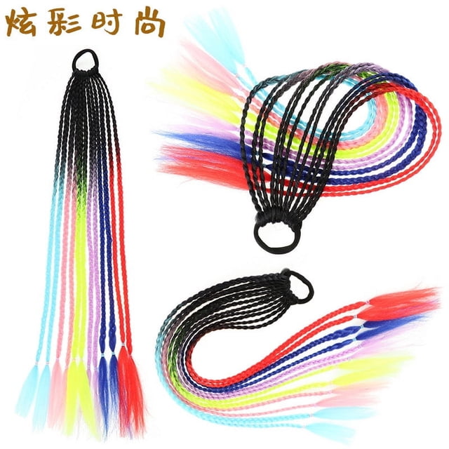 Zhuge 2 Pcs Perruques pour Queue de Cheval Tressée Extensions de Cheveux Colorées pour Perruque de Postiche avec Bandes Perruques Dreadlock Perruque Colorée Perruques Colorées Fil Haute Température