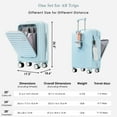 thumbnail image 2 of Luggage Set of 3, 20, 24, 28inch with USB Port, 20, 24inch with front opening design Airline Certified Carry on Luggage with Cup Holder, ABS Hard Shell Luggage with Spinner Wheels, light blue, 2 of 9