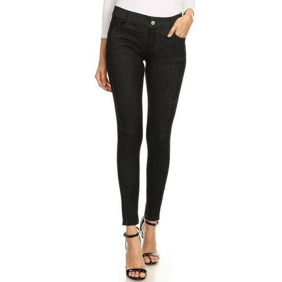 Yelete Original 5 Pocket Soft Knit Skinny Jeggings Black - Women's Size Medium/Large