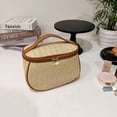 thumbnail image 4 of Bolso de cosméticos para mujer, organizador de bolsas de ducha portátil tejida a mano informal (caqui L), 4 of 8