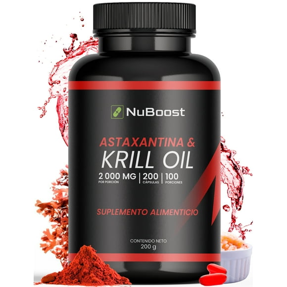 Aceite de Krill Omega 3 Nuboost con Astaxantina 2000 mg 200 cápsulas MADE IN USA