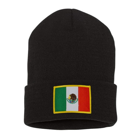 Top Headwear Mexico Beanie - Men's Womens Long Winter Cuff Beanie Cap, Black