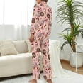 thumbnail image 3 of Top-kevin Womens Pajamas Set Cute Capybara Flowers Soft Long Sleeve Sleepwear Button Down Sets, 3 of 12