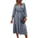 thumbnail image 2 of Vestido de manga larga y cintura alta, vestido largo holgado con estampado de leopardo y mangas largas para mujer, vestido maxi con lazo en la cintura, uso práctico, 2 of 6