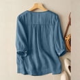 thumbnail image 5 of ZANZEA Women Summer Floral Embroidery 3/4 Sleeve O Neck Tops Casual Loose Solid Shirt Blouse, 5 of 6