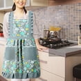 thumbnail image 5 of 2pcs Floral Princess Apron Female summer waterproof household Kitchen cooking canvas apron Catering - grey, 5 of 5