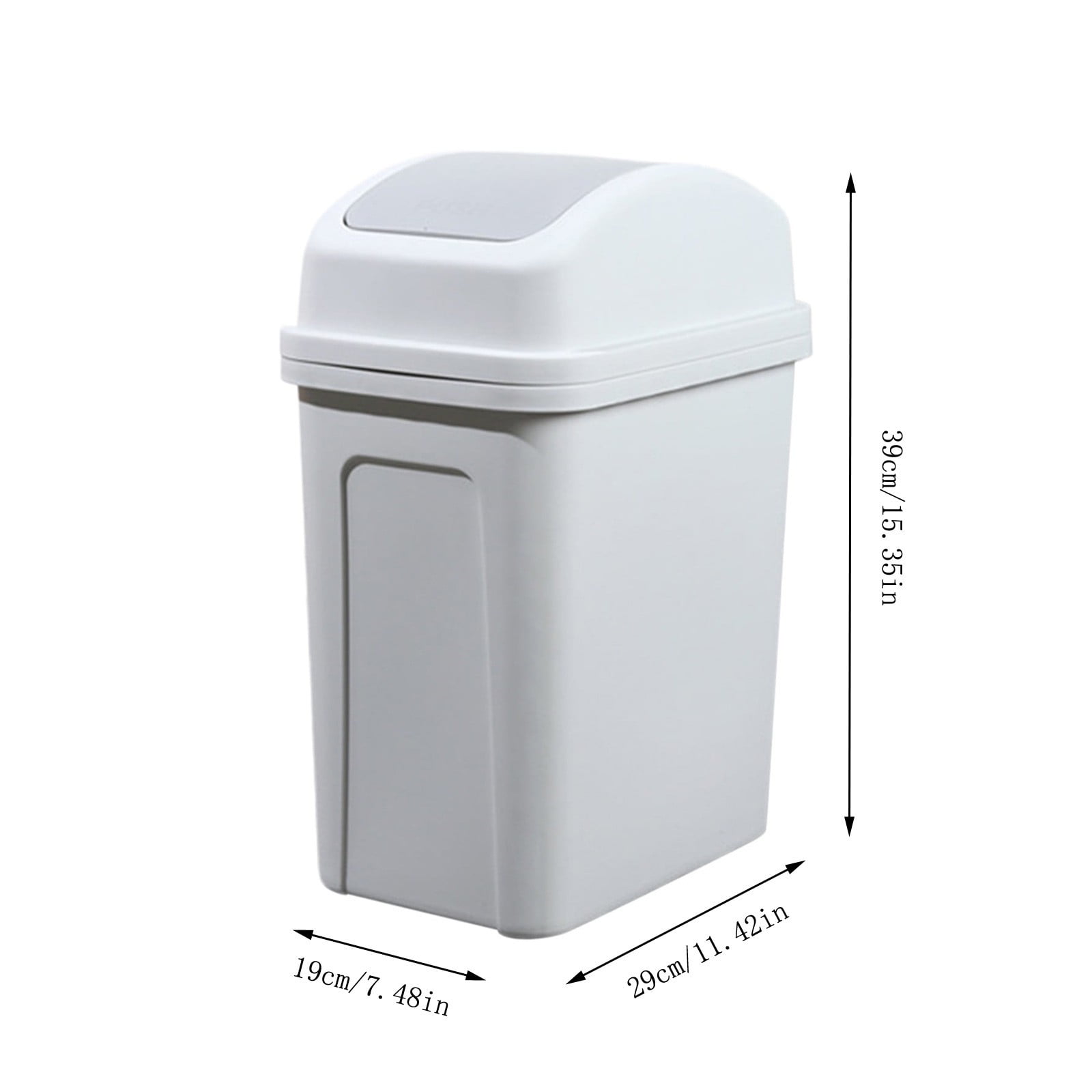 10L Kitchen Can with Swing-Top Lid, 2.6 Gallon Swing Top Garbage Bin Bathroom Can, Wastebasket for Kitchen Office Bedrooms Dorms Toilets,Light Gray/1PCS