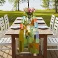 thumbnail image 4 of Table Runners 72 Inches Long Dress Scarves, Abstract Yellow Farmhouse Kitchen/Dining Table Runner, Coffee Tablerunners, Painting Buildings Geometric Modern Art 18x72 Inch, 4 of 9