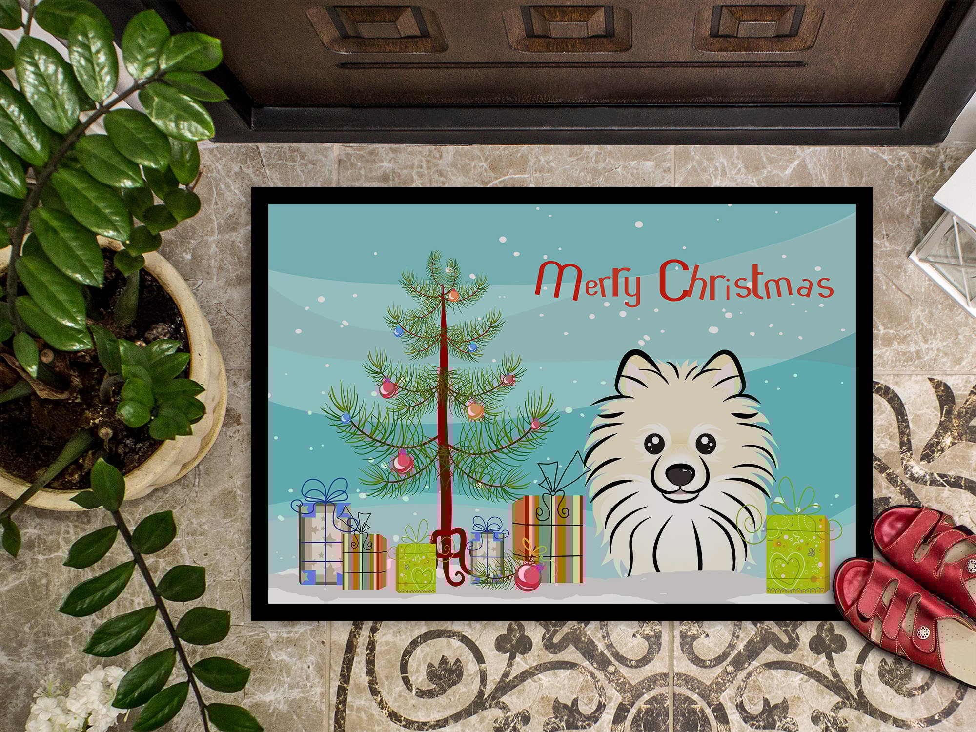 thumbnail image 3 of Carolines Treasures BB1579MAT Christmas Tree & Pomeranian Indoor or Outdoor Mat- 18 x 27, 3 of 4
