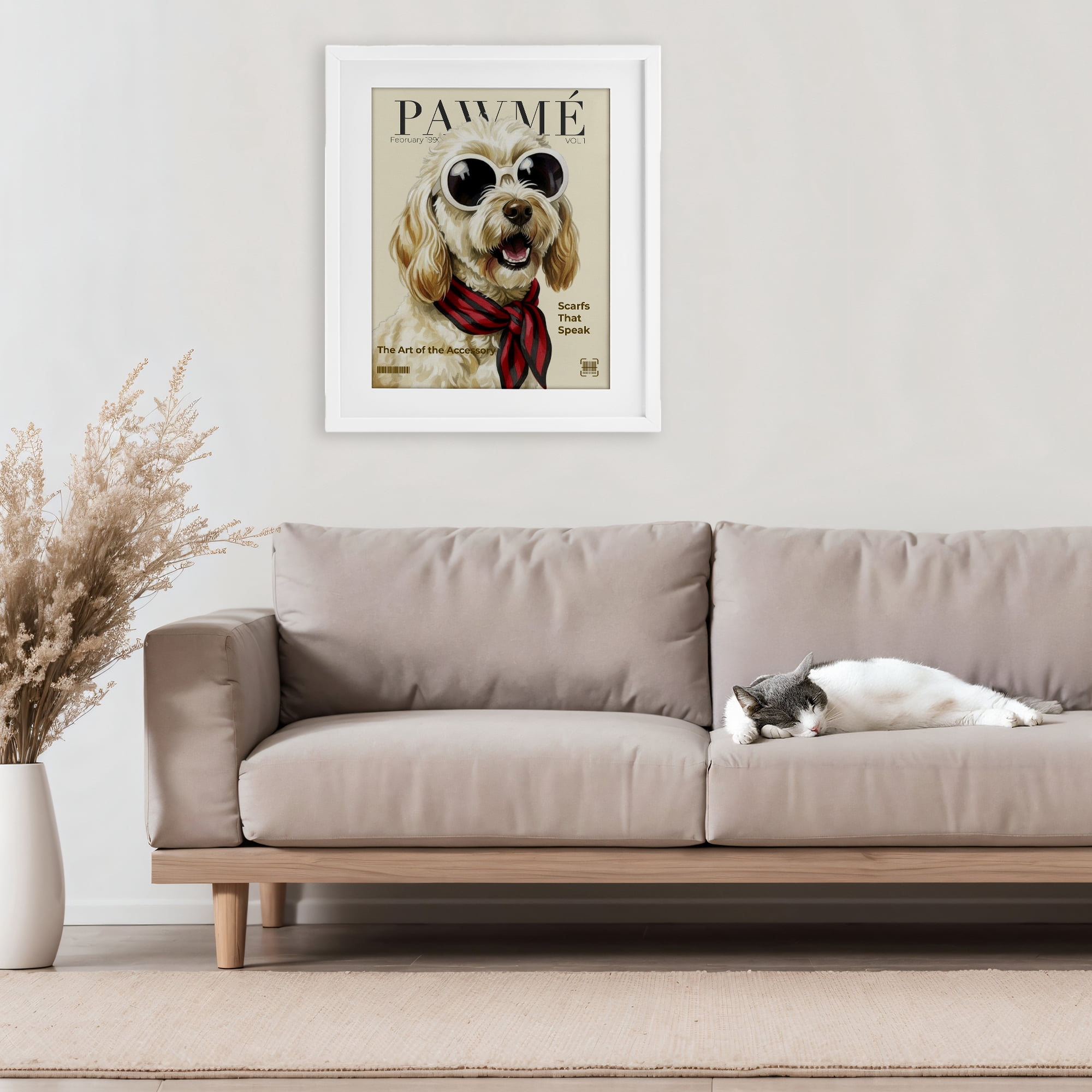 Stupell Industries Pawme Dog Fashion Magazine White Framed Print Under Glass, design by A Barefoot Stylist