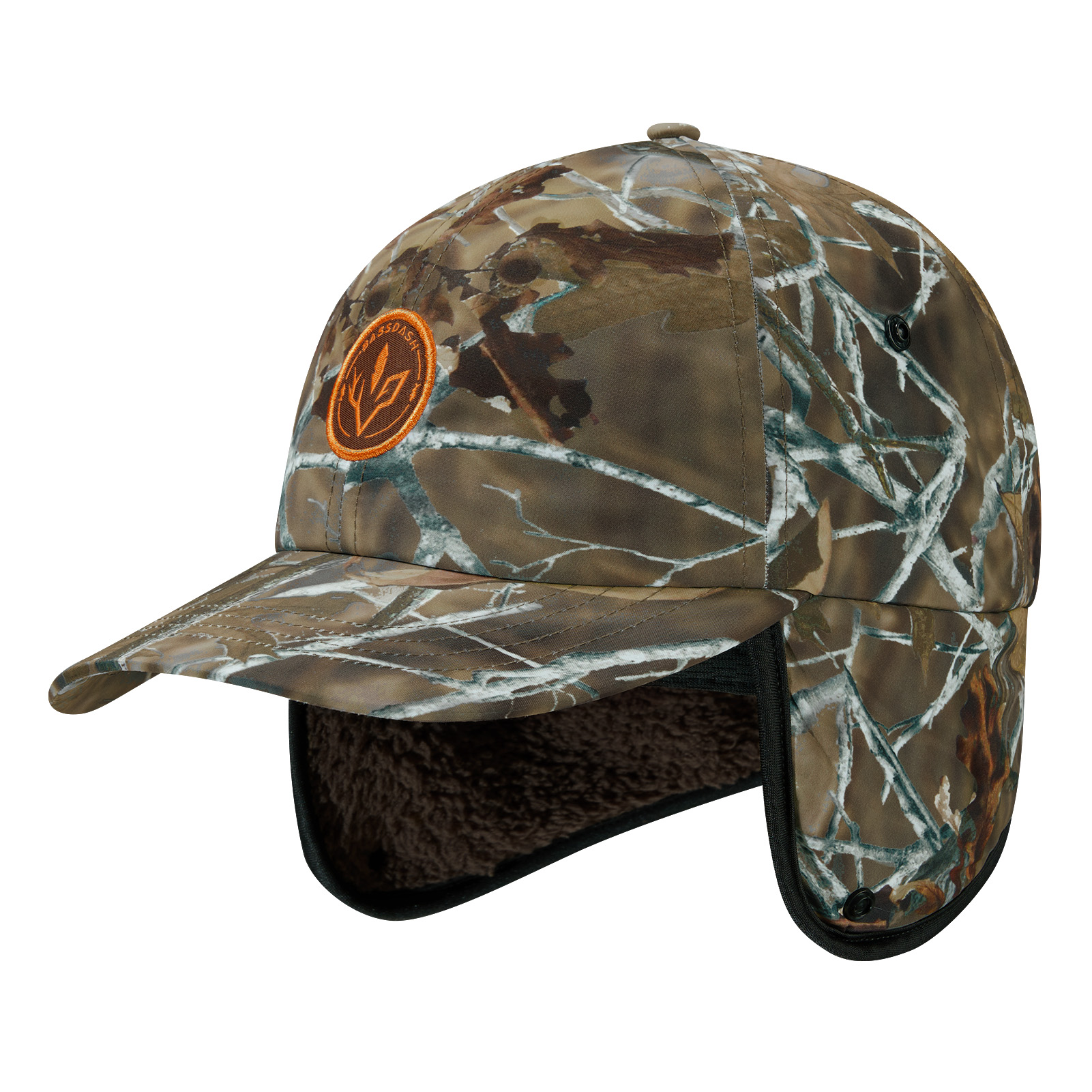 BASSDASH Warm Fleece Lined Hat with Ear Flap Winter Water Resistant Windproof Baseball Sports Cap for Hunting Hiking Fishing