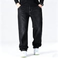 thumbnail image 4 of DENTOYOU Men's Jeans Comfort Flex Waist Relaxed Fit Denim Big & Tall Straight Jeans Black 43, 4 of 7