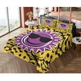 thumbnail image 4 of Ambesonne Emoji Fitted & Top Sheet Set with Sham, Funny Funky Characters Print, Yellow Lavender Black, 4 of 5