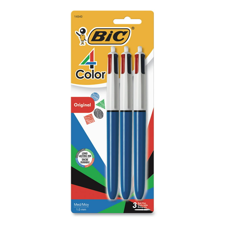 BIC 4-Colour Ballpoint Retractable Pen, Assorted Colours, Medium