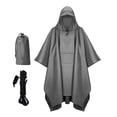 thumbnail image 3 of Poncho de lluvia con capucha jinwen Capa de lluvia con bolsillo Chaqueta impermeable de manga larga con cordón Gris Poncho Adulto, 3 of 8