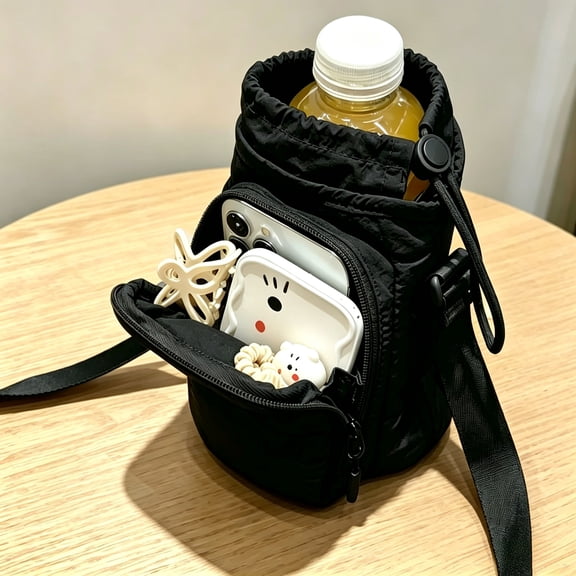 Xyvans Crossbody Sling Bag, Mini Portable Water Bottle & Phone Shoulder Bag for Sport Running Outdoor-Black