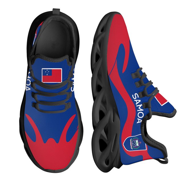 Zapatos deportivos ligeros para exteriores, a prueba de golpes, con diseño de bandera de Samoa roja y azul, zapatos de punto transpirables, zapatos casuales