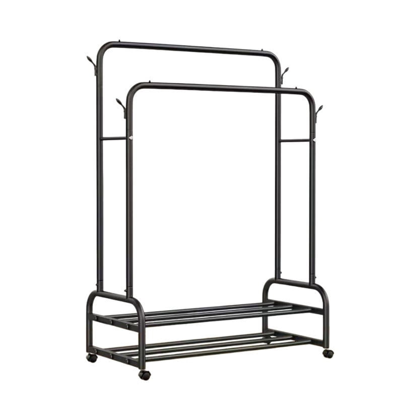Clothes Rack for Hanging Clothes, Metal Clothes Garment, Portable Sturdy Clothes Rack, Extendable Rolling Garment Rack with Wheels for Laundry Room