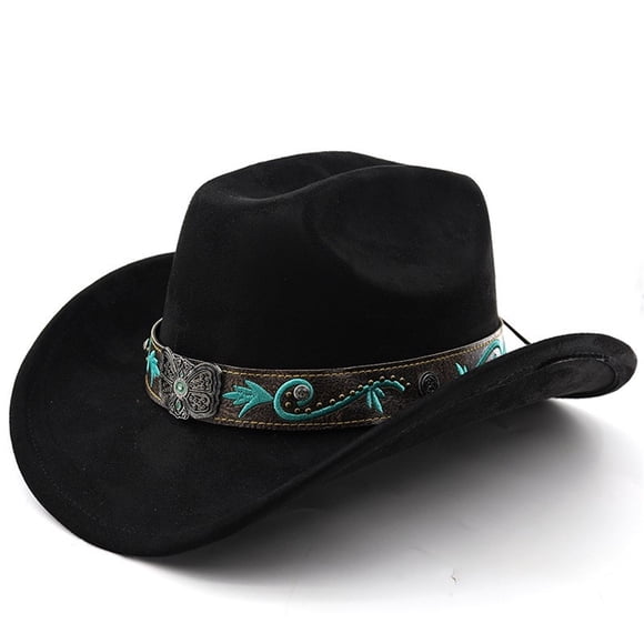 Haut-de-Forme en Denim Western Classique pour Usage Quotidien - Style Cowboy Intemporel avec Bord Courbé et Design Jazz Anglais