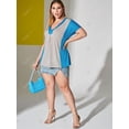 thumbnail image 4 of Talla grande tallado escote colorblock tee Rosegal Camisetas tallas grandes, 4 of 5