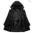 thumbnail image 4 of Fnooota Womens Peacoats, Double Breasted Work Hooded Mid Long Trench Coat Black Size 2XL, 4 of 4