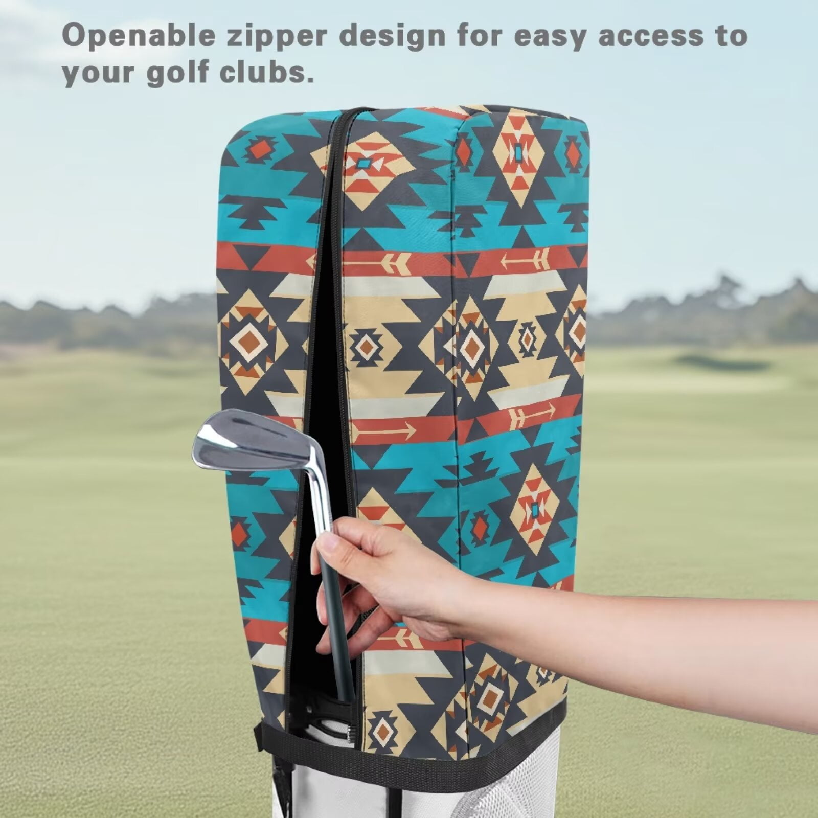Chririnla Southwest Aztec Golf Bag Hood Cover Waterproof & Dustproof Club Protection Universal Golf Club Bag Accessories Great Gift for Men Women Golfers