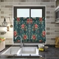 thumbnail image 4 of Yayeee Kitchen Curtains Tier Pair Light Filtering 27"x36" Rod Pocket Short Cafe Window Panel, Floral Christmas, 4 of 7