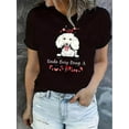 thumbnail image 1 of 1pc Women'S Casual Round Neck Short Sleeve T-Shirt with Cute Dog & Floral Print - "Kinda Busy Being a Dog Mom" - Comfortable Knit Polyester Fabric for All Seasons, 1 of 6