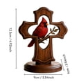 thumbnail image 3 of 1Pc Handcrafted Cardinal Cross Ornament, Wooden Memorial Gift with Crimson Hue Branch Design, Spirited Wooden Cardinal Ornament Memorial for Home, Office or Church Decor, 3 of 8