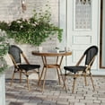 thumbnail image 3 of Flash Furniture Indoor/Outdoor Commercial French Bistro 31.5" Table, Black Textilene, Glass Top with 2 Stack Chairs - Natural Frame, 3 of 10
