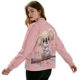 thumbnail image 3 of Xoenoiee Women Bomber Jacket with Pockets Stand Collar Cropped Coat Lightweight Zip Up Jacket Streetwear for Fall Winter, Cute Koala Floral Pink, XX-Large, 3 of 7