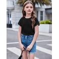 thumbnail image 5 of Arshiner Girls Shirt Girls Solid Roll Short Sleeve Summer Crop Tee Casual Round Neck Summer Loose Fit T Shirt Tee, 5 of 6