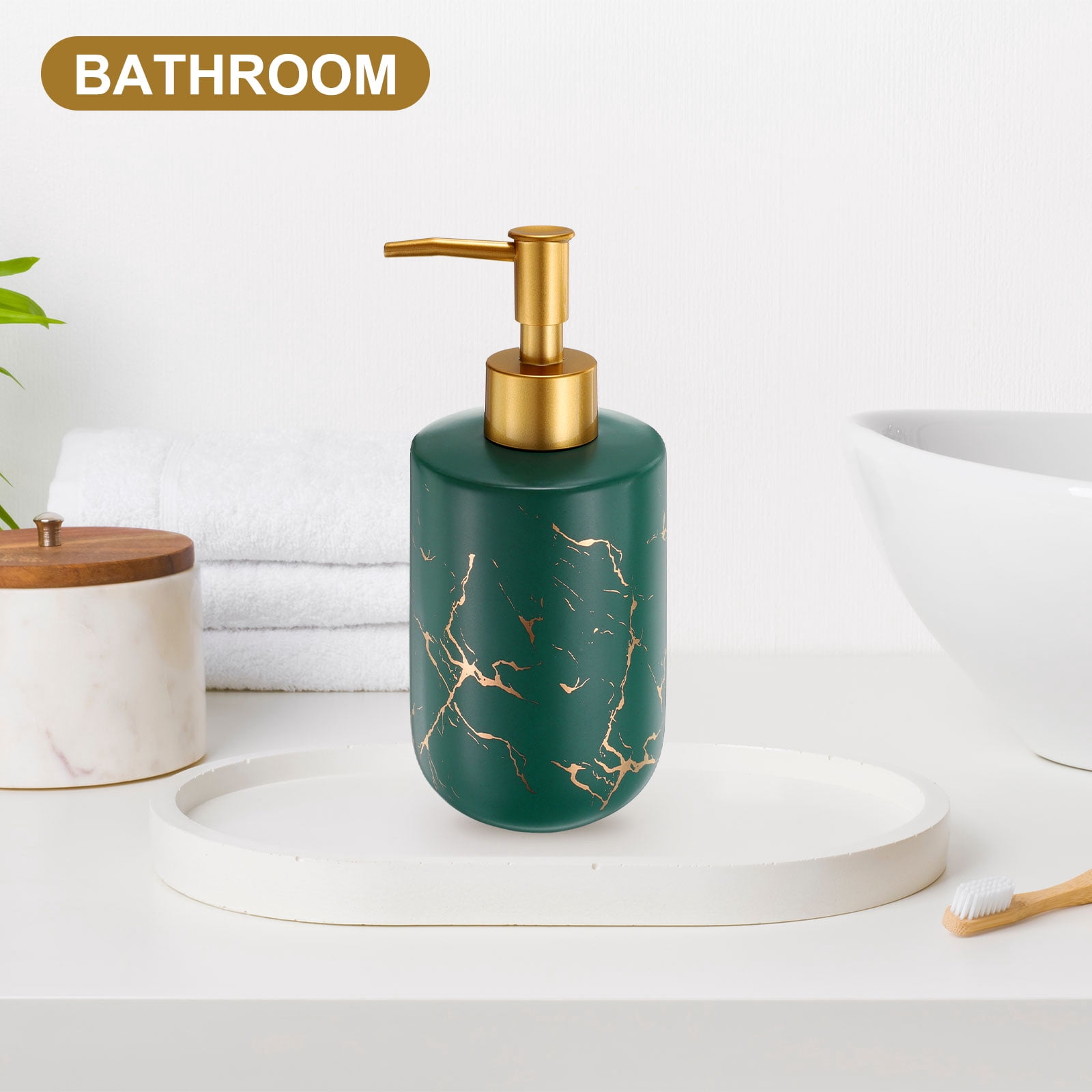 Unique Bargains Soap Dispenser for Kitchen Sink and Bathroom with Pump Green