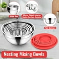 thumbnail image 2 of Mixing Bowls with Lids Set of 9, Vesteel Stainless Steel Mixing Bowls Metal Nesting Salad Bowls Attach with 3 Graters for Kitchen Grating/ Shredding, Size 4.6, 2.6, 2, 1.5, 1, 0.7 QT - Red, 2 of 8