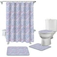 thumbnail image 2 of FMSHPON Mermaid 4 Piece Bathroom Set Shower Curtain Bath Rug Contour Mat and Toilet Lid Cover, 2 of 8